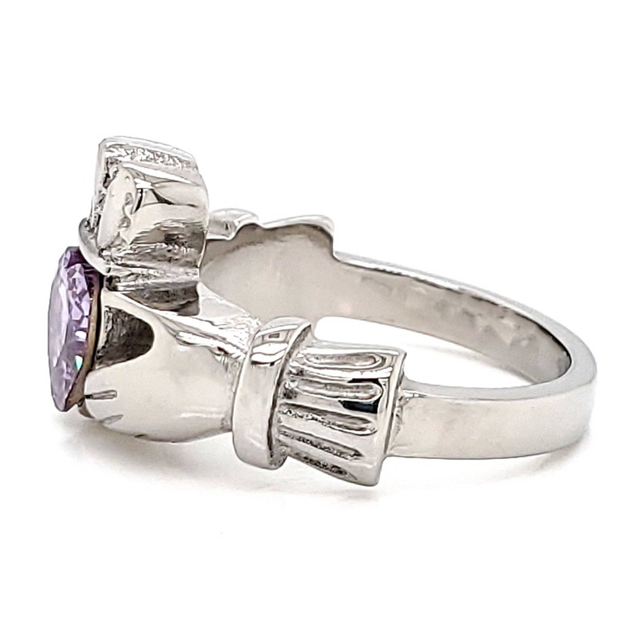 WJW – wholesale Multi-stone ring – White Gold over Brass Claddagh with CZ Birthstone Ring 17
