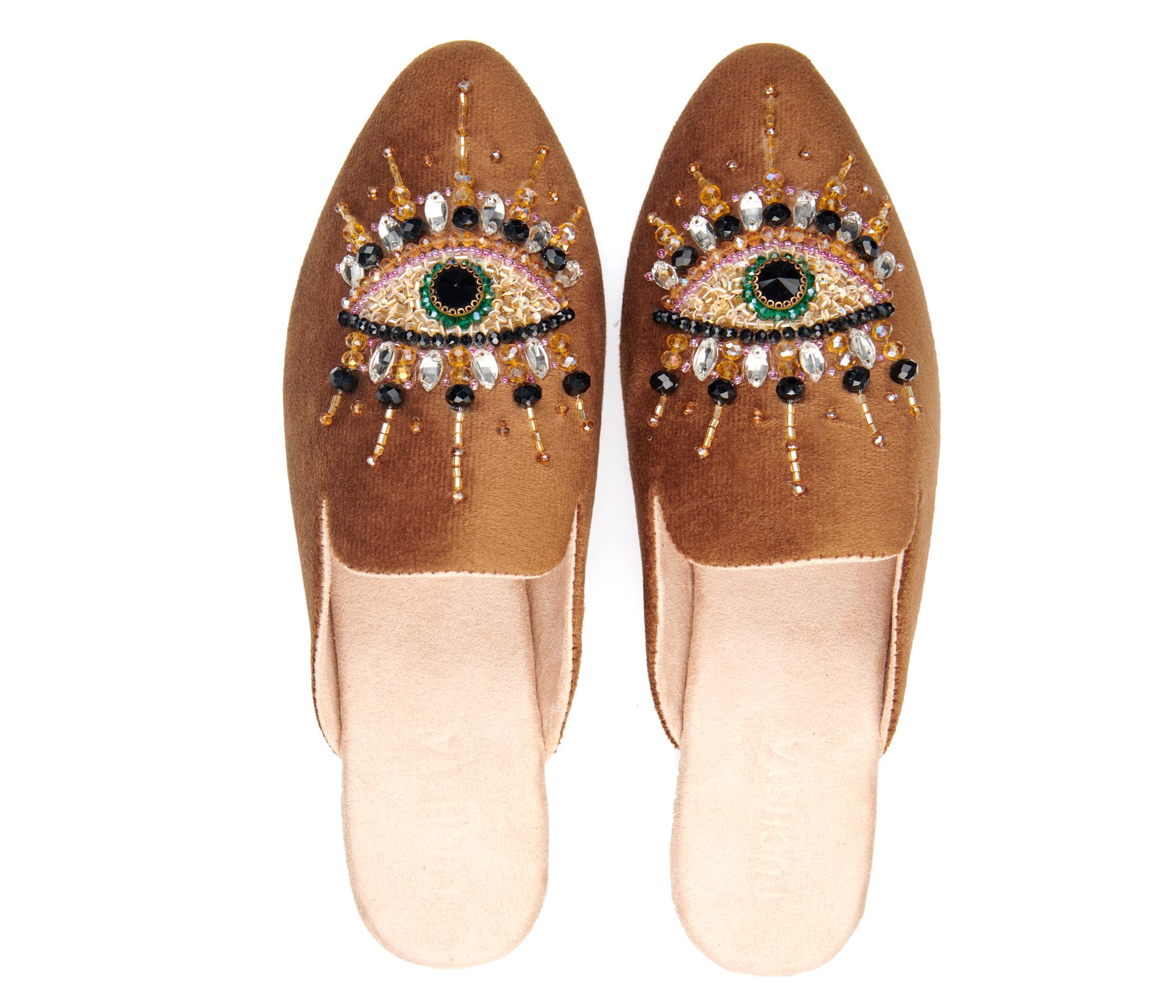 Fuchsia - Wholesale Mules - Women's - Pointed Toe Artisanal Good Eye Gold Women's Mule Embroidery