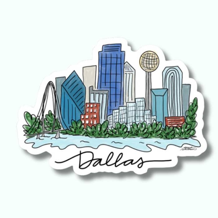 Dallas Skyline-sticker | Decoratieve sticker | Leuk | Texas voor wholesale door Anna Whitham Co.