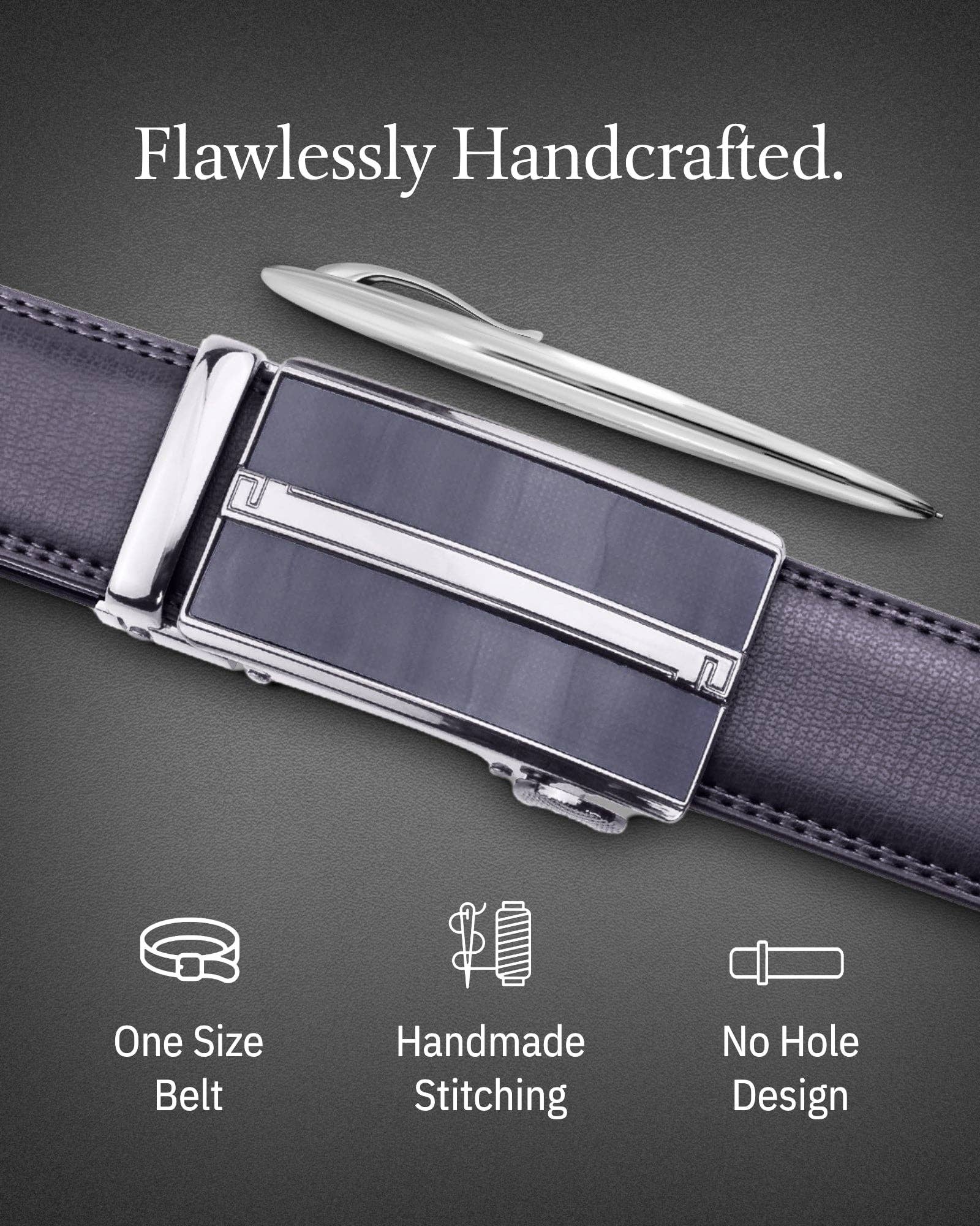 Access Denied Accessories - Venta al por mayor Cinturón - Hombre - Cinturones de Cuero con Trinquete para Hombre con Hebilla Deslizante Automática19