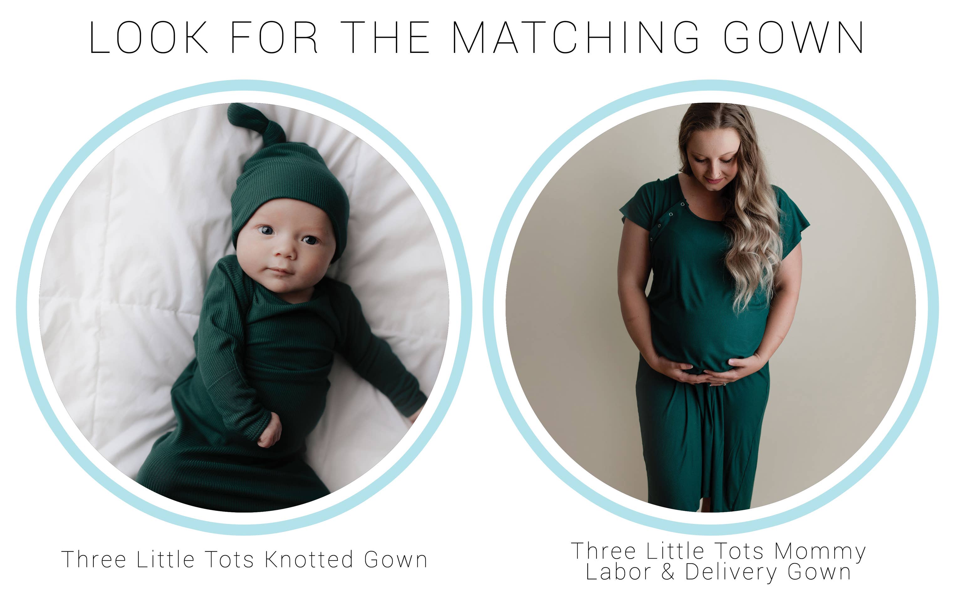 Three Little Tots - Wholesale Babygown - Baby - Forest Green Ribbed Knotted Newborn Baby Gown Sleepwear1
