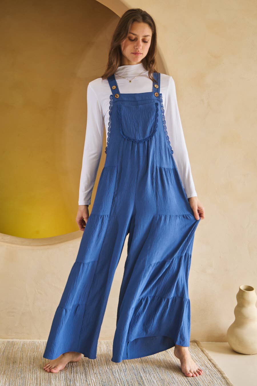 Oddi - Wholesale Jumpsuit - Women's - Solid Airflow Tired Wide Leg Overall Jumpsuit5