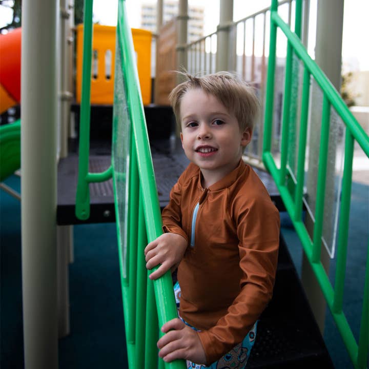 Tyoub - Wholesale Rash-guard – Kids - Long Sleeve Raglan Rash Vest Recycled Terracotta2