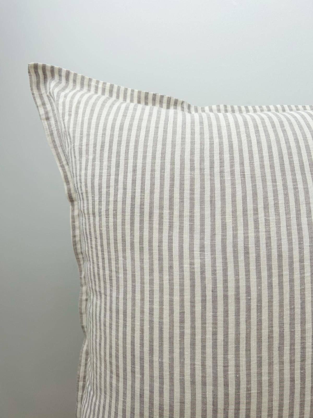 Mama and Tochter - Wholesale Throw/Decorative Pillow - Pure French Linen Euro Cushion - Grey Stripe2