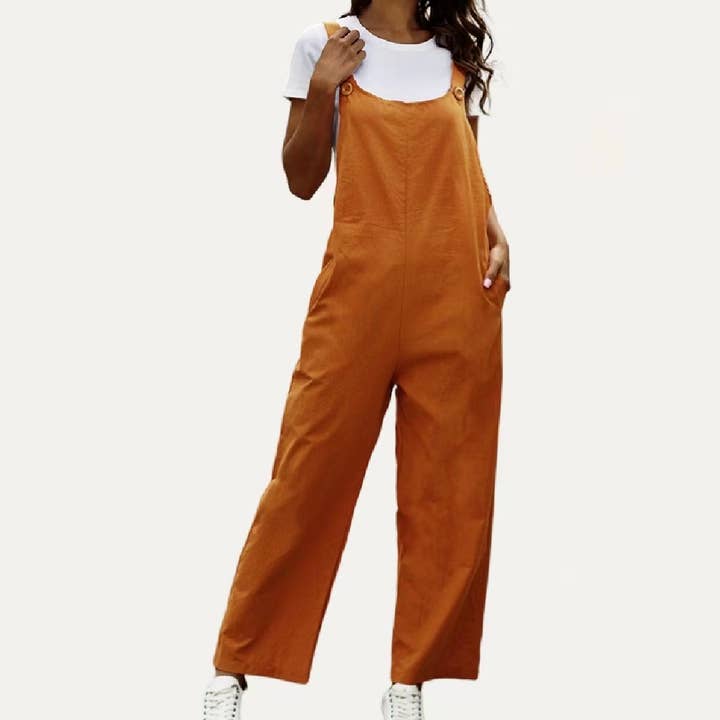 The Moment Collection - Wholesale Overalls - Women's - Cool Girl Solid Lightweight Wide-Leg Overall1