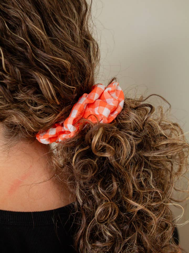 Orange Gingham Oversized Scrunchie for wholesale by Shop Andi