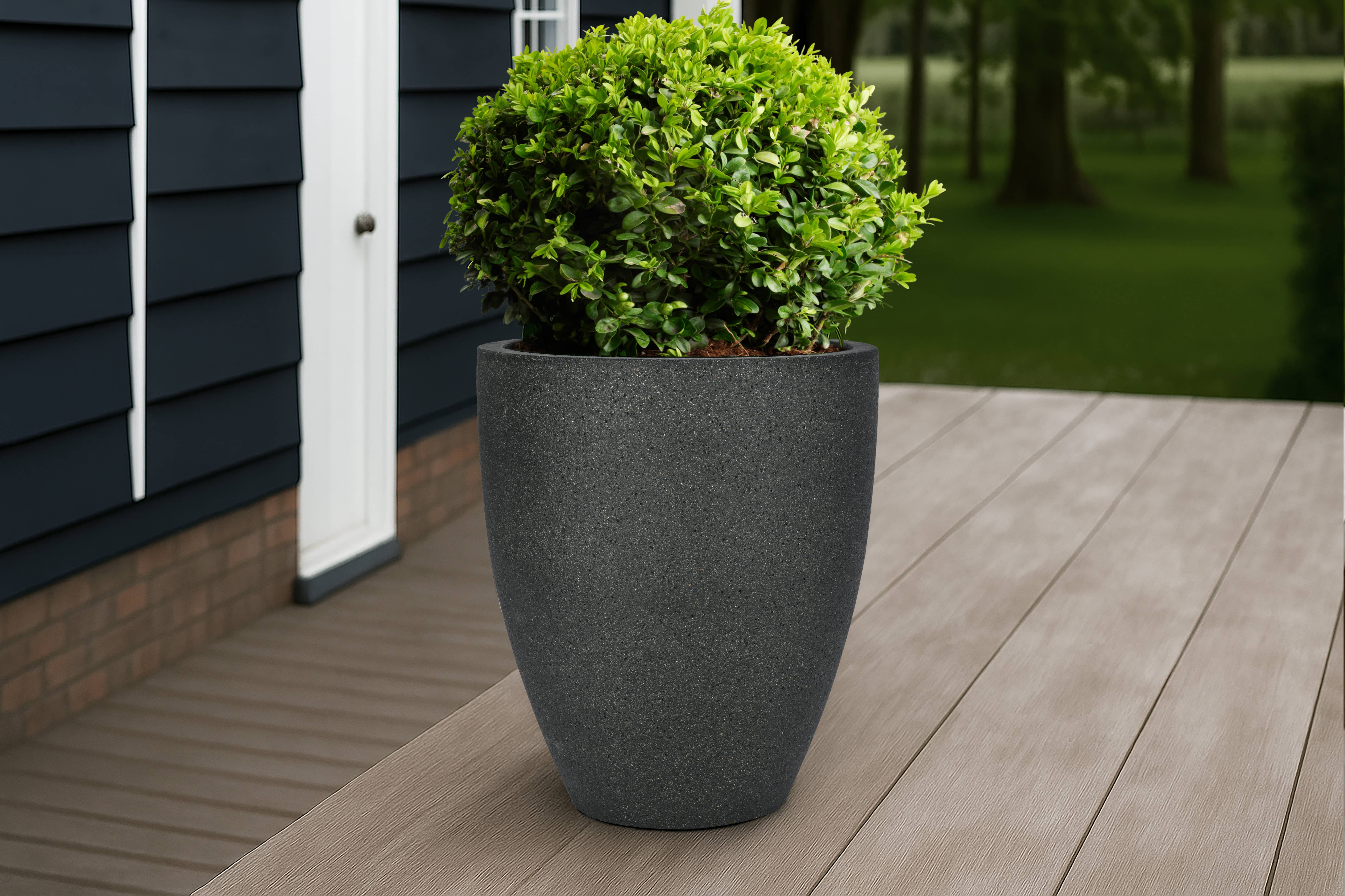 The Farmer's Daughter - Wholesale Plant Pot - Astor Tall Tapered Ficonstone Planter Set of 3 – Sandy Black