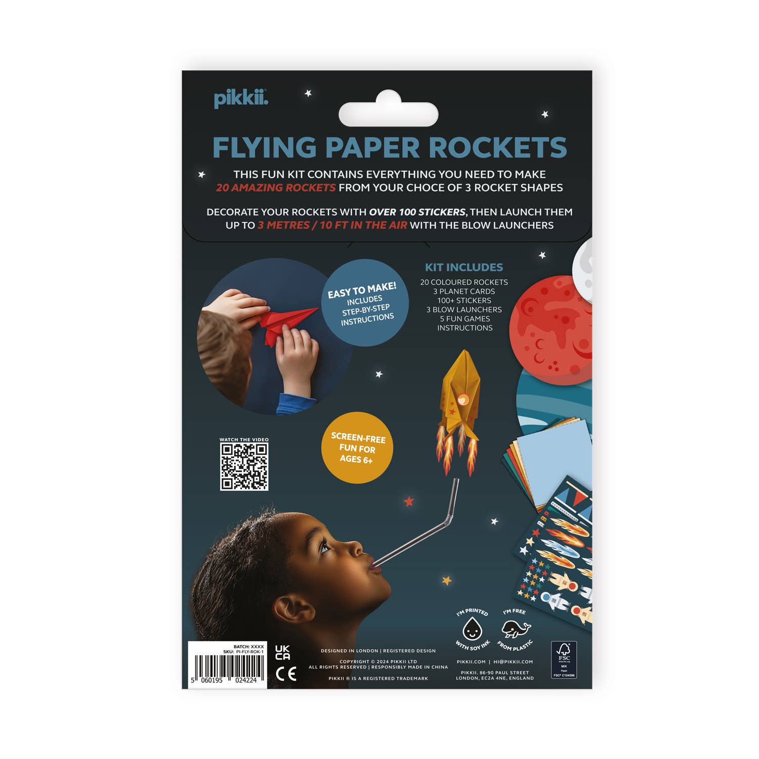 Pikkii – wholesale DIY craft kit – Child – Flying Paper Rockets | DIY Rocket Kit | Screen-Free Gift1