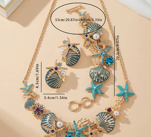 PEACH ACCESSORIES – wholesale Jewellery set – Nautical Starfish & Seashell Pearl Jewellery7