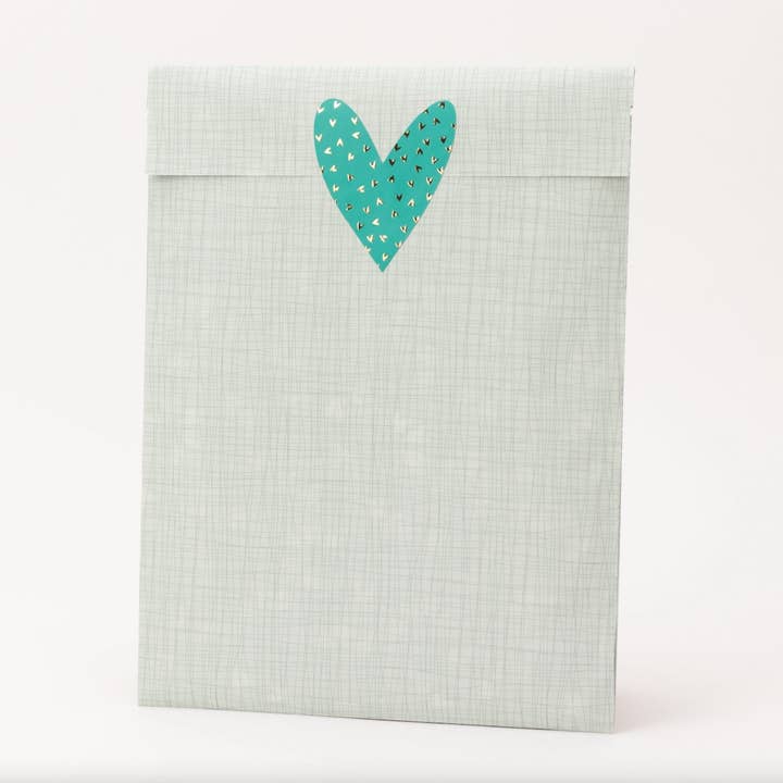 Papieren zakken linnen, blauw/groen voor wholesale door liebevoll verpackt