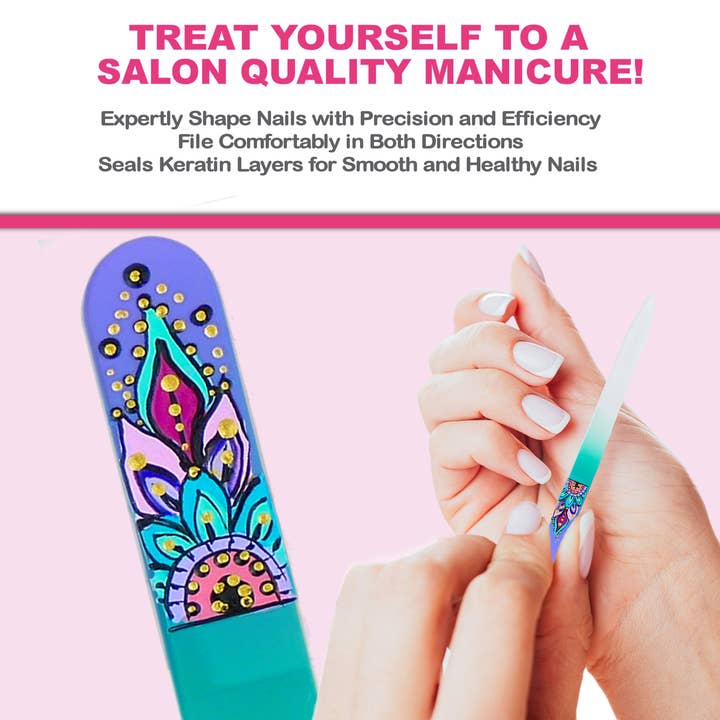 Classy Nail Files - Wholesale Nail File - Mandala Healing Flower Hand Painted Color Crystal Nail File5