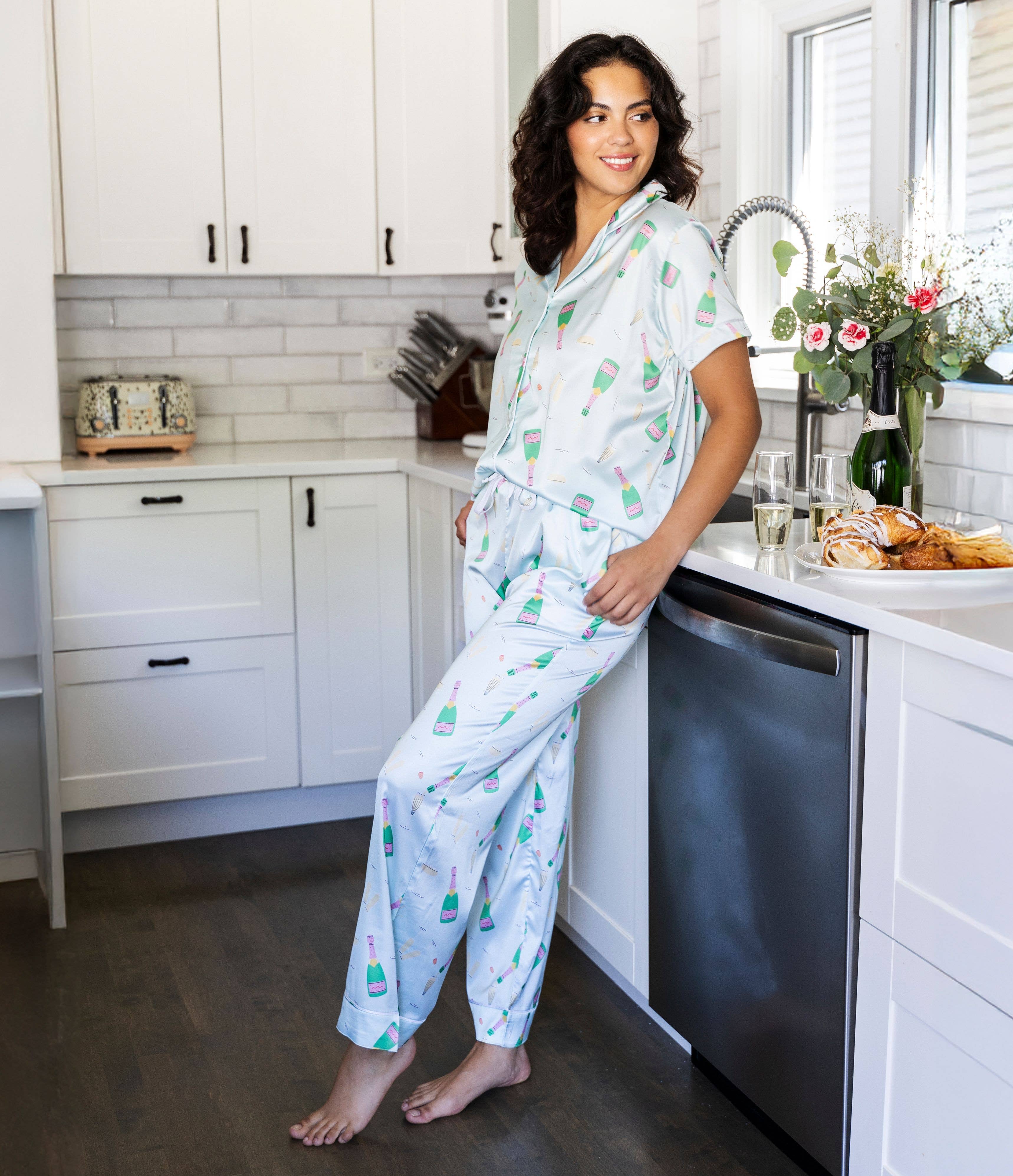 DM Merchandising - Wholesale Sleepwear Bottom - Women's - Hello Mello Boots & Bubbles Satin Pajama Pant Open Stock7