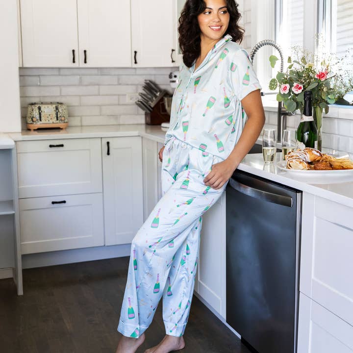 DM Merchandising - Wholesale Sleepwear Bottom - Women's - Hello Mello Boots & Bubbles Satin Pajama Pant Open Stock7