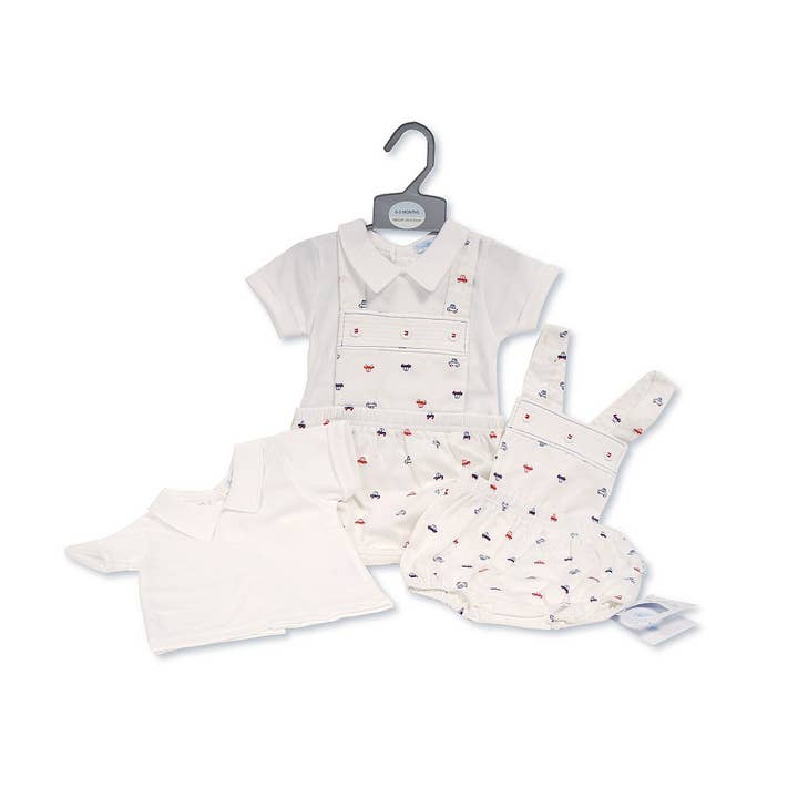 Baby Boys Short 2 Pieces Dungaree Set - Cars for wholesale by Sheldon International