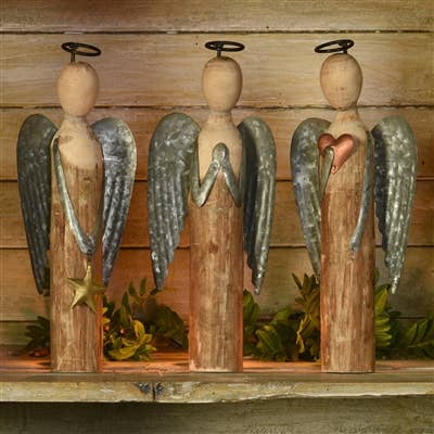 HomArt - Wholesale Decorative Figurine - Angel at Prayer, Wood & Metal - Sm1