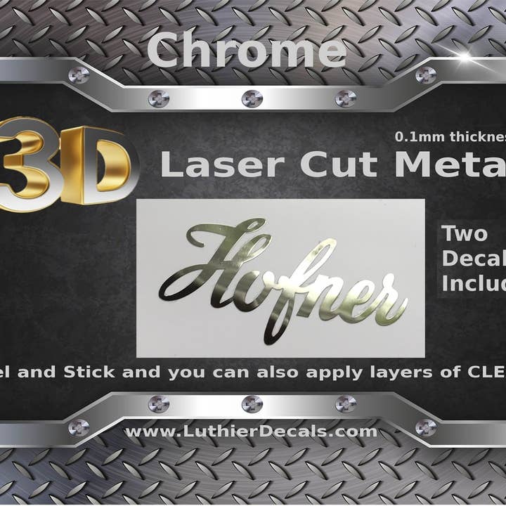 Calcomanía para guitarra Hofner, 3D, cortada con láser, de metal M36 para venta al por mayor de Luthier decals