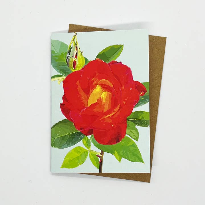 The Red Barn Press - Wholesale Gift Tag - Gift Gift Enclosure Card | Bright Red Rose Gift Tag1