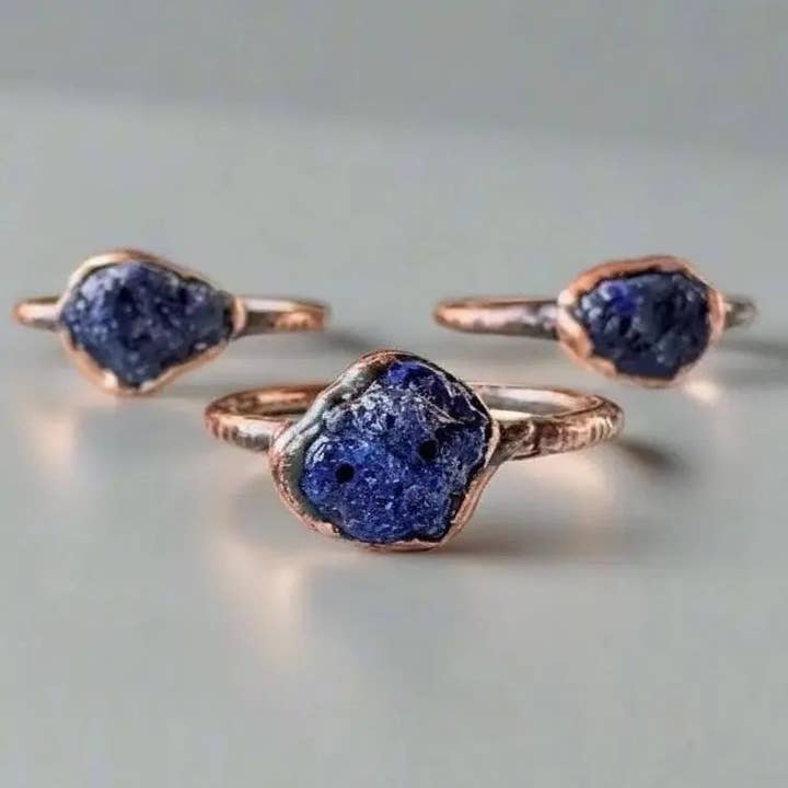 Bague en cuivre et azurite – Lot de 2 (Tailles assorties) pour la vente par Blackbird & Sage Jewelry