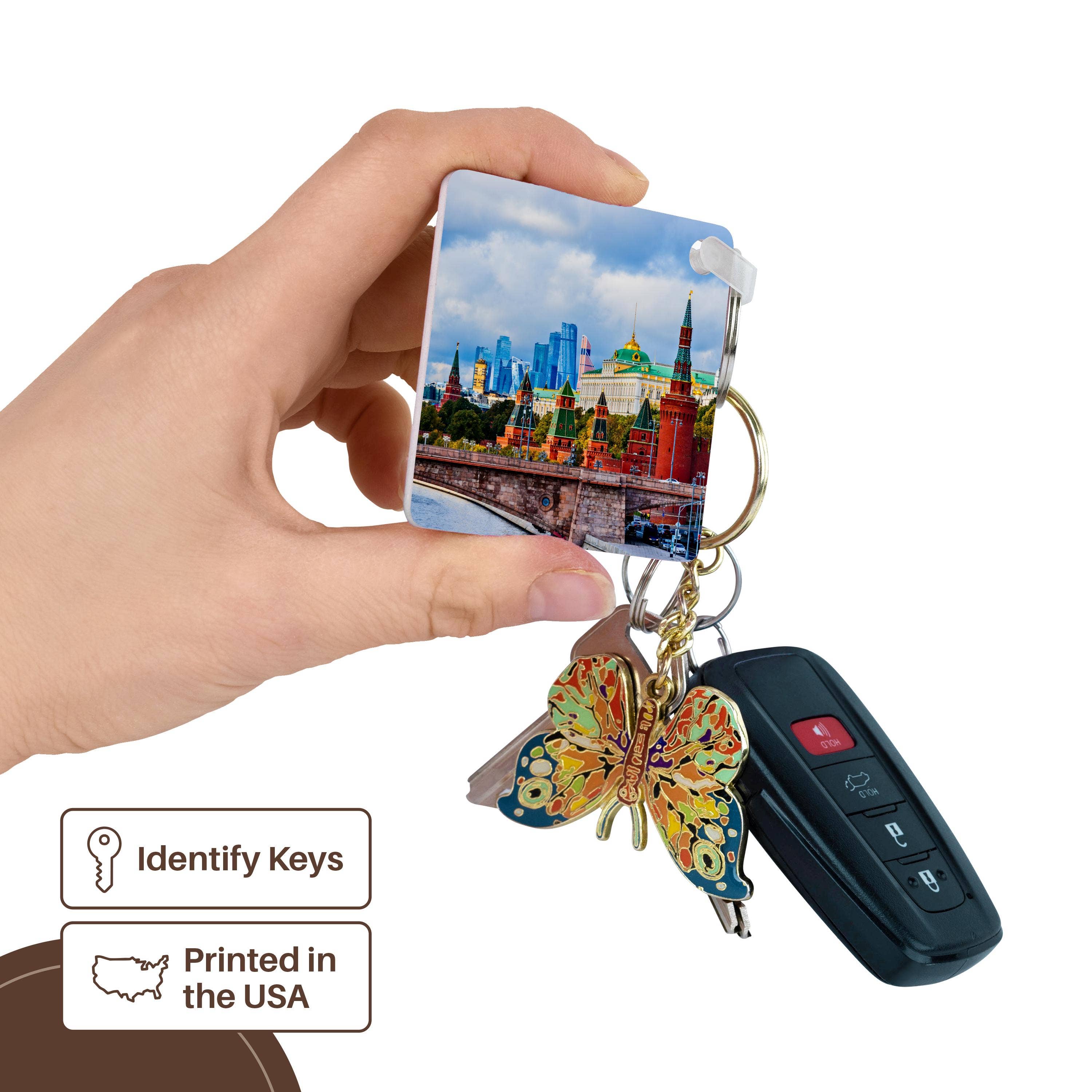 3dRose - Wholesale Keychain - Unisex - 3dRose, Moscow Kremlin towers and modern skyscrapers of Moscow City, Key Chain2