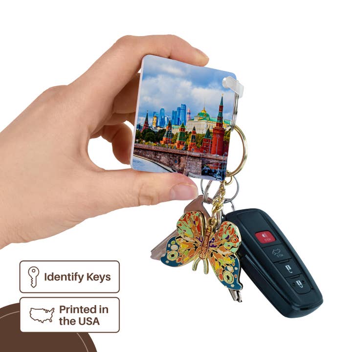3dRose - Wholesale Keychain - Unisex - 3dRose, Moscow Kremlin towers and modern skyscrapers of Moscow City, Key Chain2