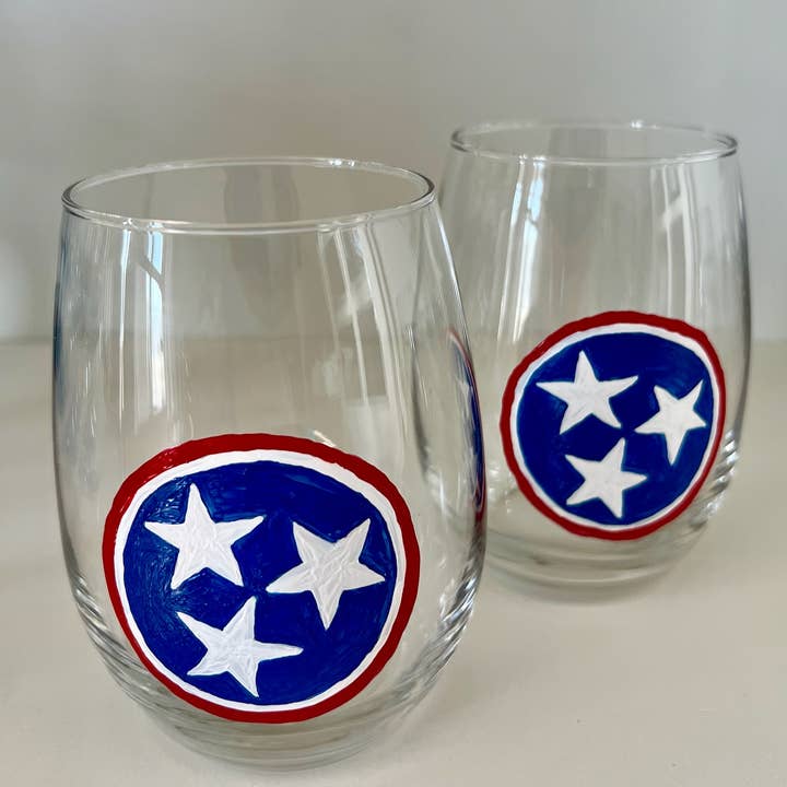 Hand Painted Glass, Co - Wholesale Wine Glass - Tennessee Tristar Stemless Glass – 20 Oz.7