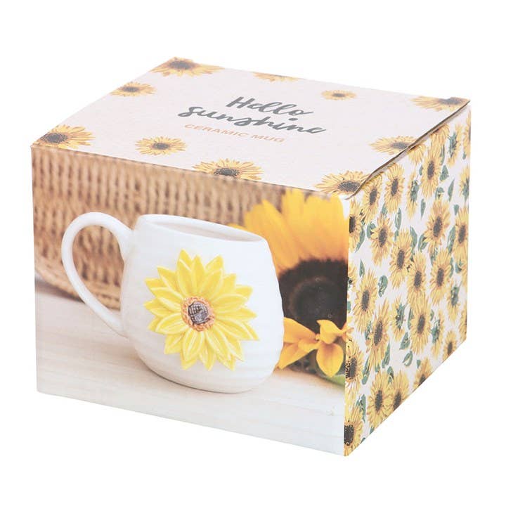 Something Different Wholesale - Vente Tasse à café - Tasse arrondie Hello Sunshine avec tournesol 3D4