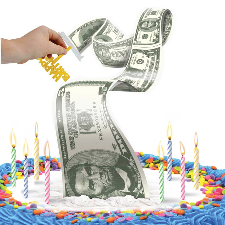 JFL Enterprises - Wholesale Cake/Cupcake Topper - Cash Stash Cake Surprise Open Stock