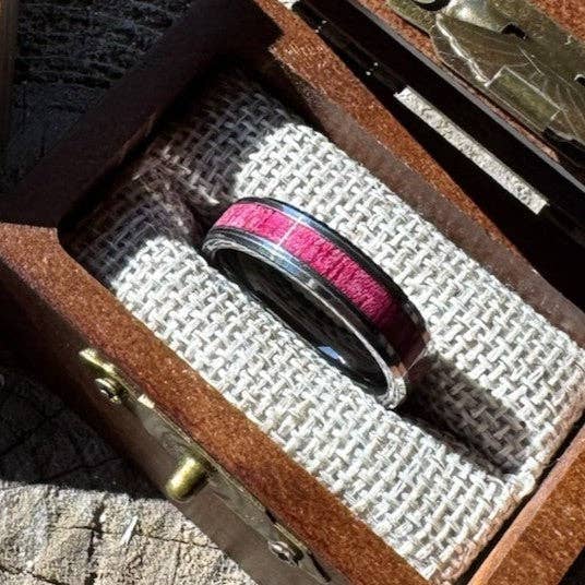 Stonington Designs/Hitch-Crafter - Wholesale Band/Stacked Ring - Heritage — 6mm Wood Inlay Tungsten Ring5