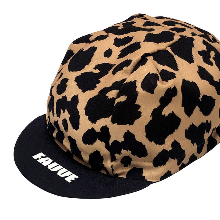 "Fauve" cycling cap – leopard pattern, Made in France for wholesale by Vera Cycling