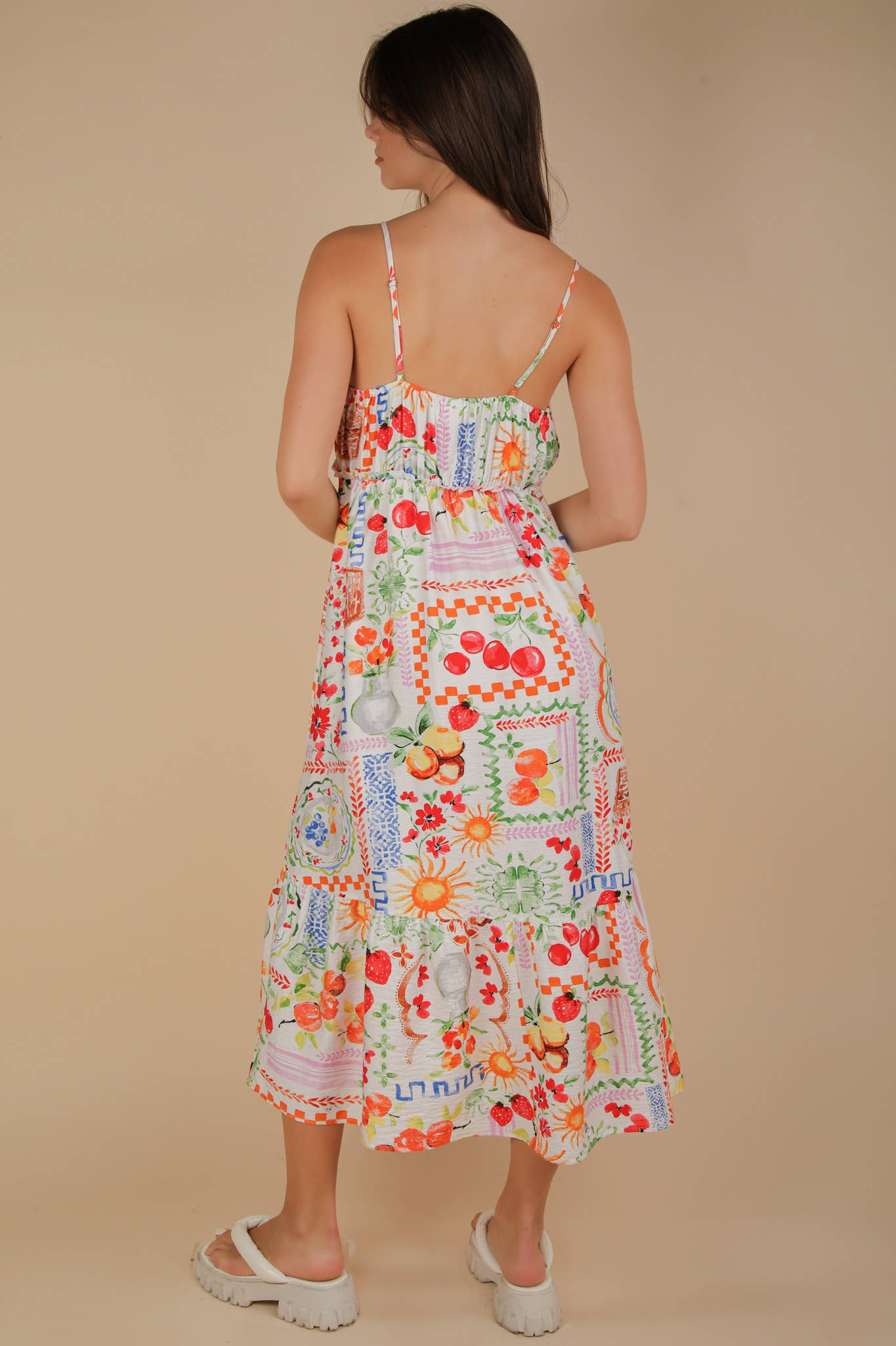 VERY J - Wholesale Dress - Women's - ND31776-Printed Button Down Midi Dress11