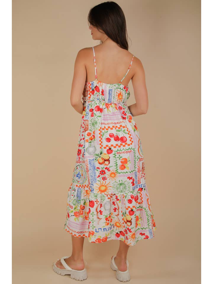 VERY J - Wholesale Dress - Women's - ND31776-Printed Button Down Midi Dress11