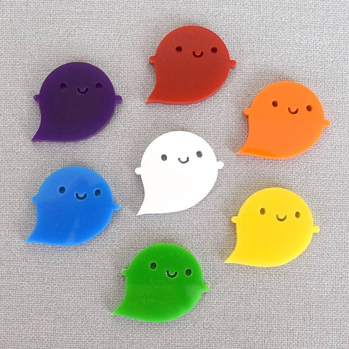 Rainbow Ghost Kawaii Acrylic Pin Set for wholesale by Asking For Trouble