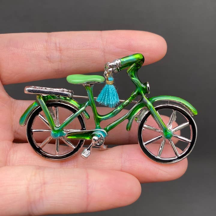 Broche Vélo en Émail Vert pour la vente par Mio Queena