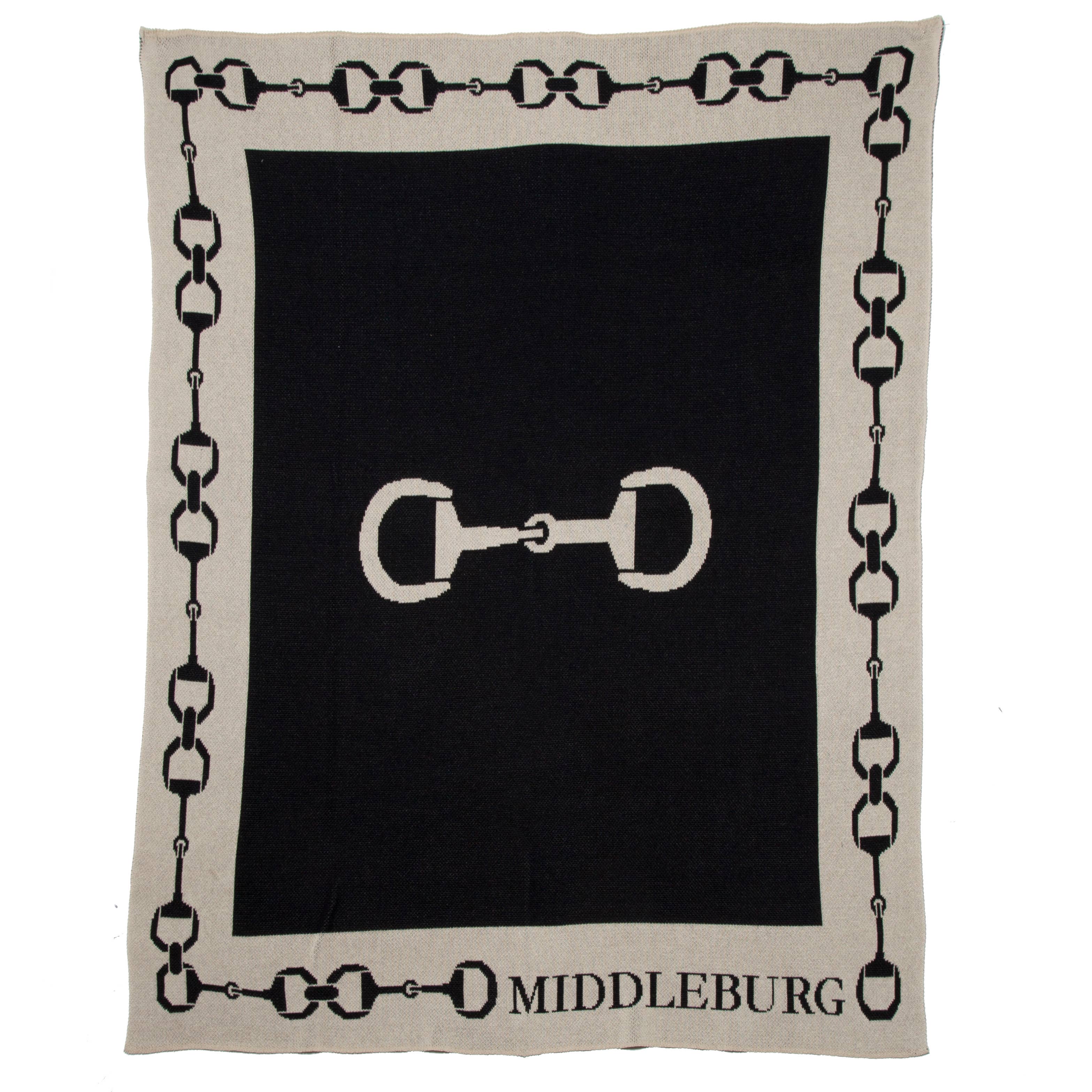 In2Green – wholesale Throw blanket – Custom Personalized Equestrian Sustainable Knit Throw Blanket - Snaffle Bit Border1