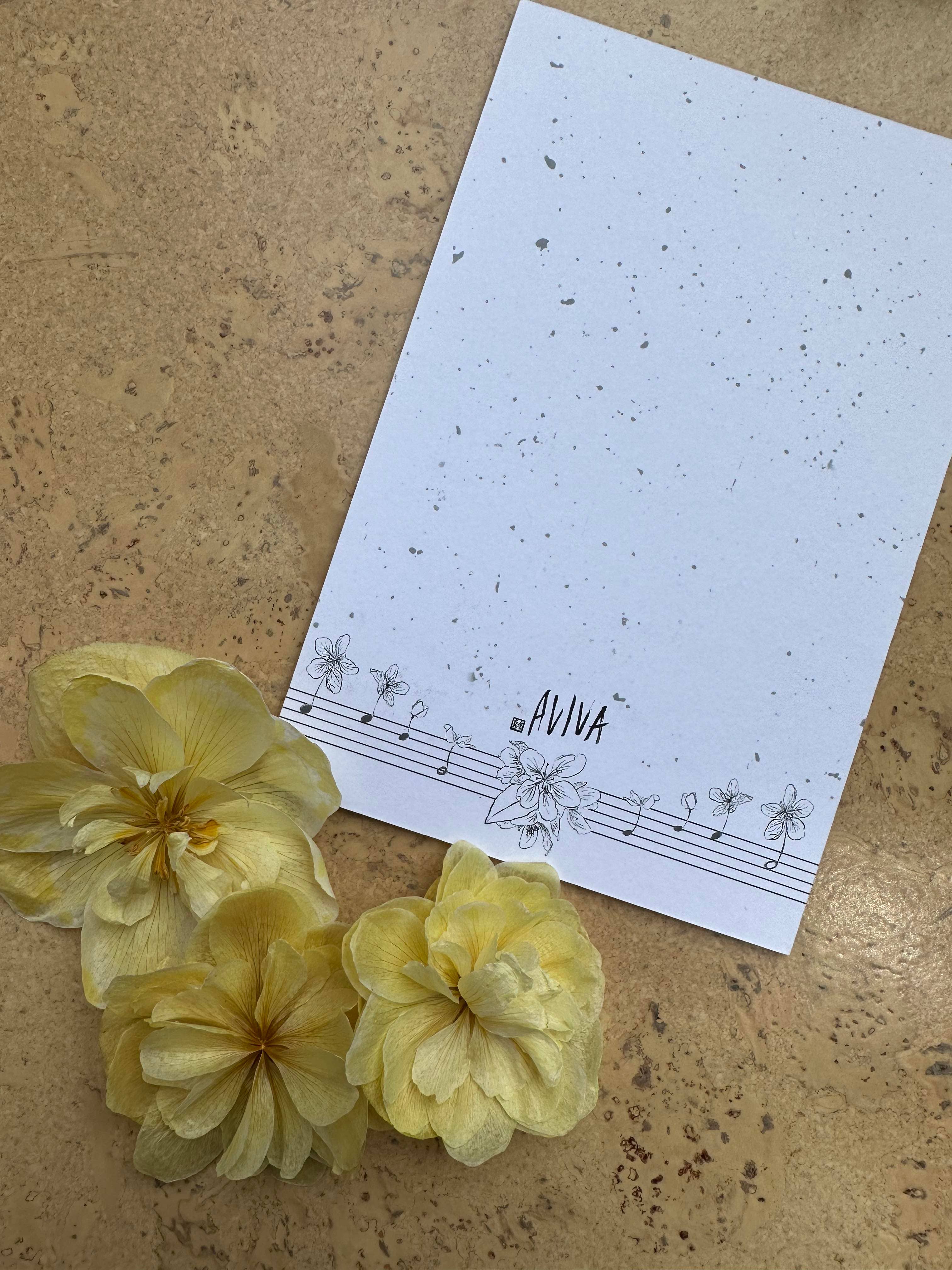 AVIVA TU LLC - Wholesale Stationery/Notecard Set - Notecards-Botanical Music Instruments20