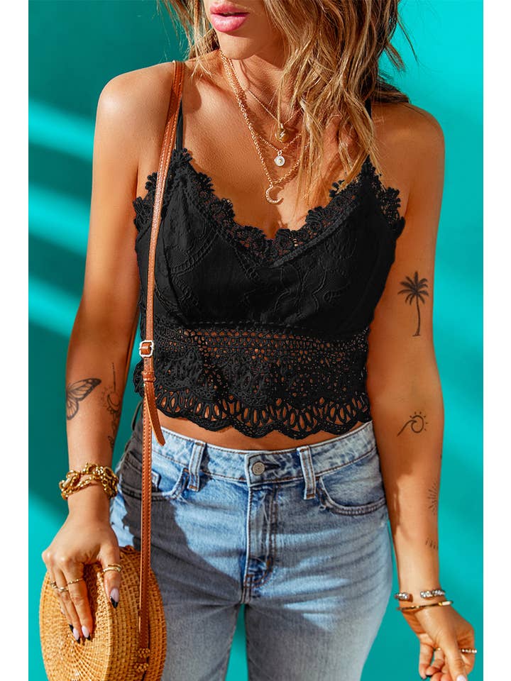 1 the Woman - Wholesale Tank Top - Women's - Lace Bralette Crop Top
