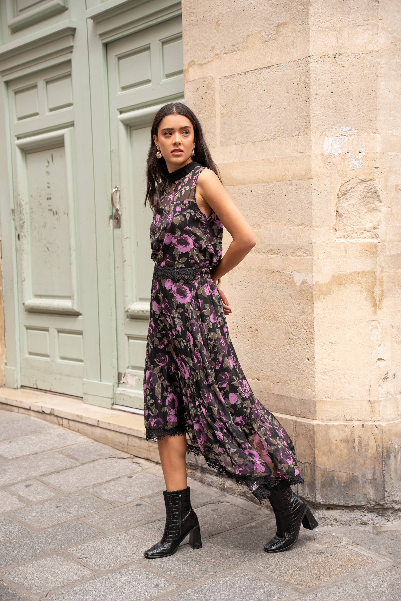 Black Floral September top + skirt set - 80806-1 80988-2 for wholesale on Faire1