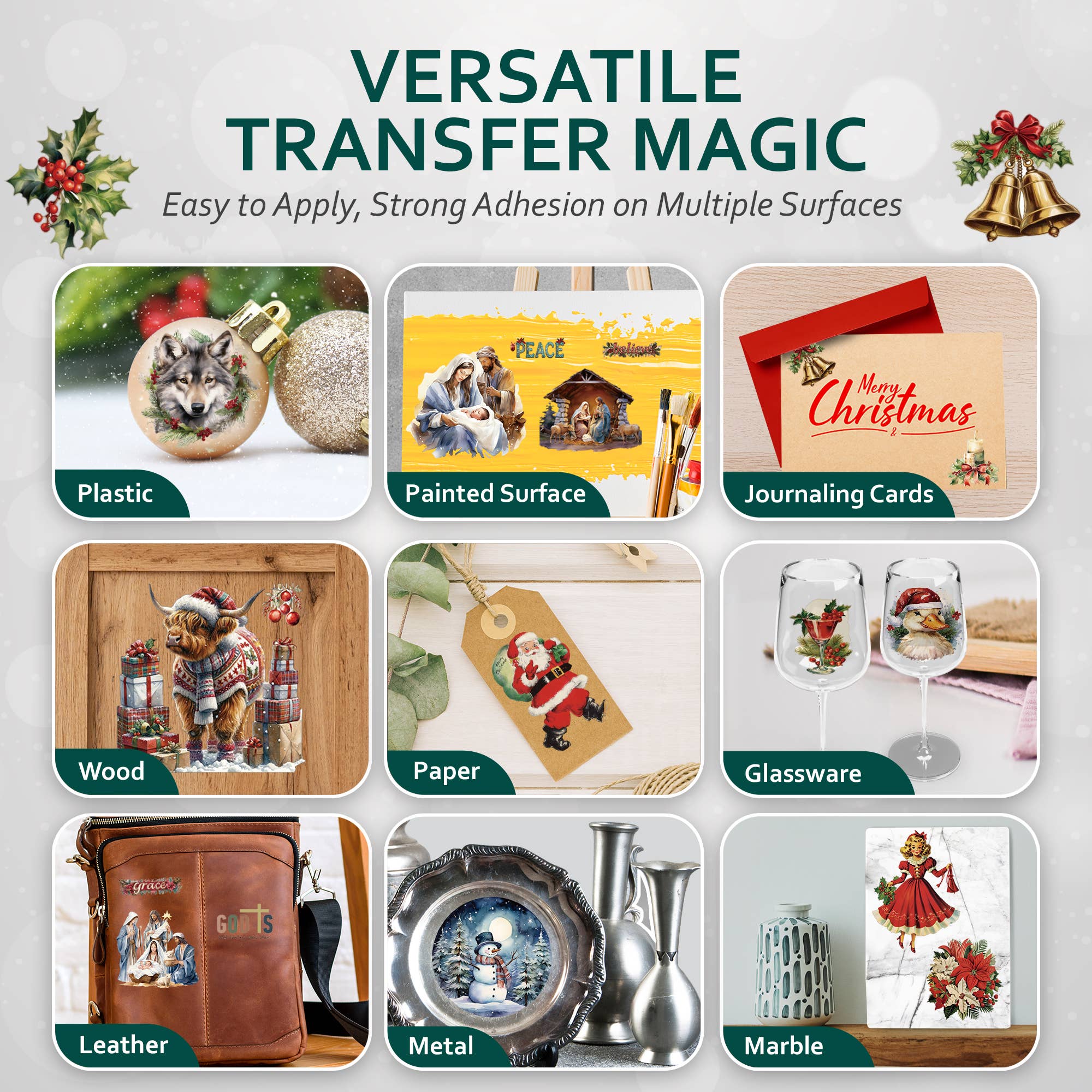 European Excellency – Papel transfer para sublimação por atacado – Decalques Retro de Natal a Transferência Úmida para Artesanato4