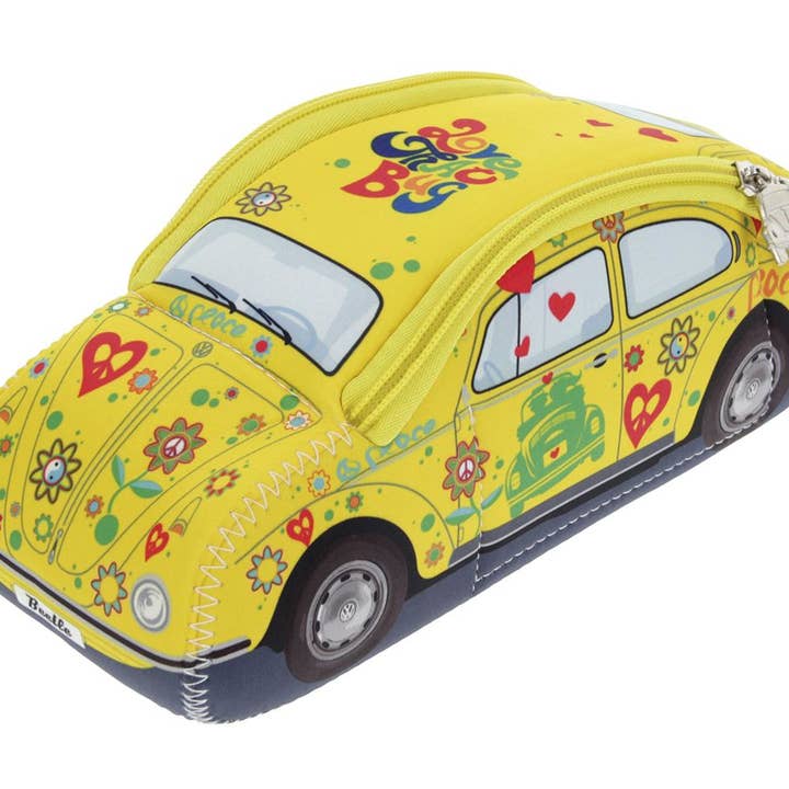 VW Collection by BRISA - Wholesale Toiletry Bag - Unisex - VW Beetle Travel Outdoor Toiletry Bag Pencil Case –Flower(S)0