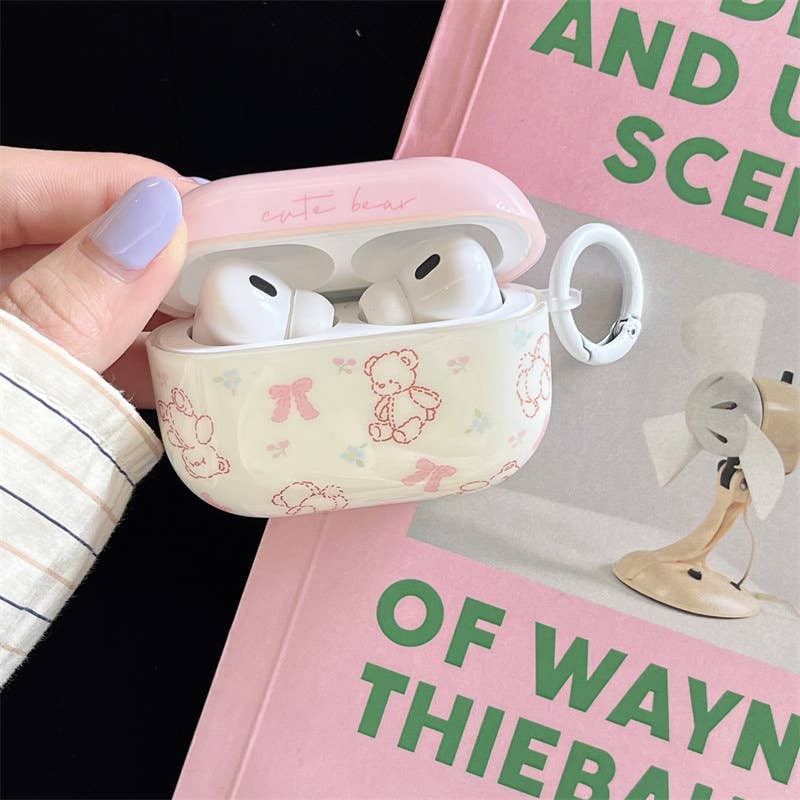 Comely Fashion - Wholesale Earphone/Headphone Case - Unisex - Cute Bear Holiday Gift Pink Airpods Case Cover