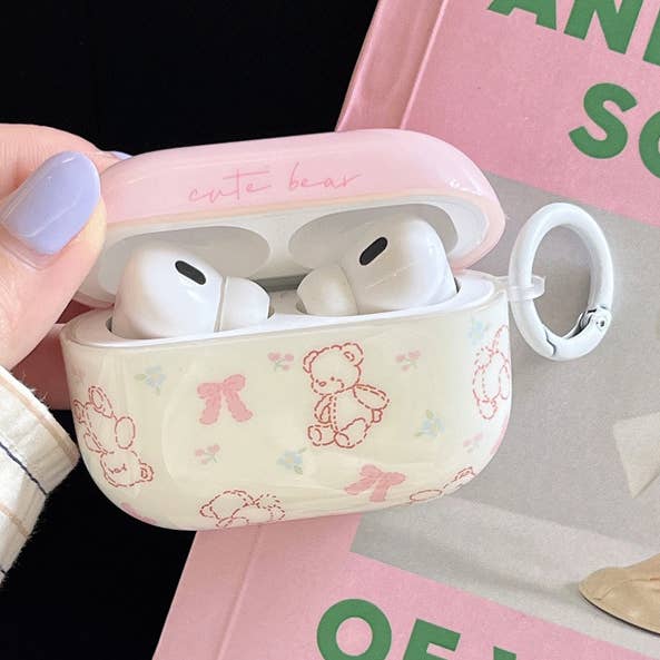 Comely Fashion - Wholesale Earphone/Headphone Case - Unisex - Cute Bear Holiday Gift Pink Airpods Case Cover 0