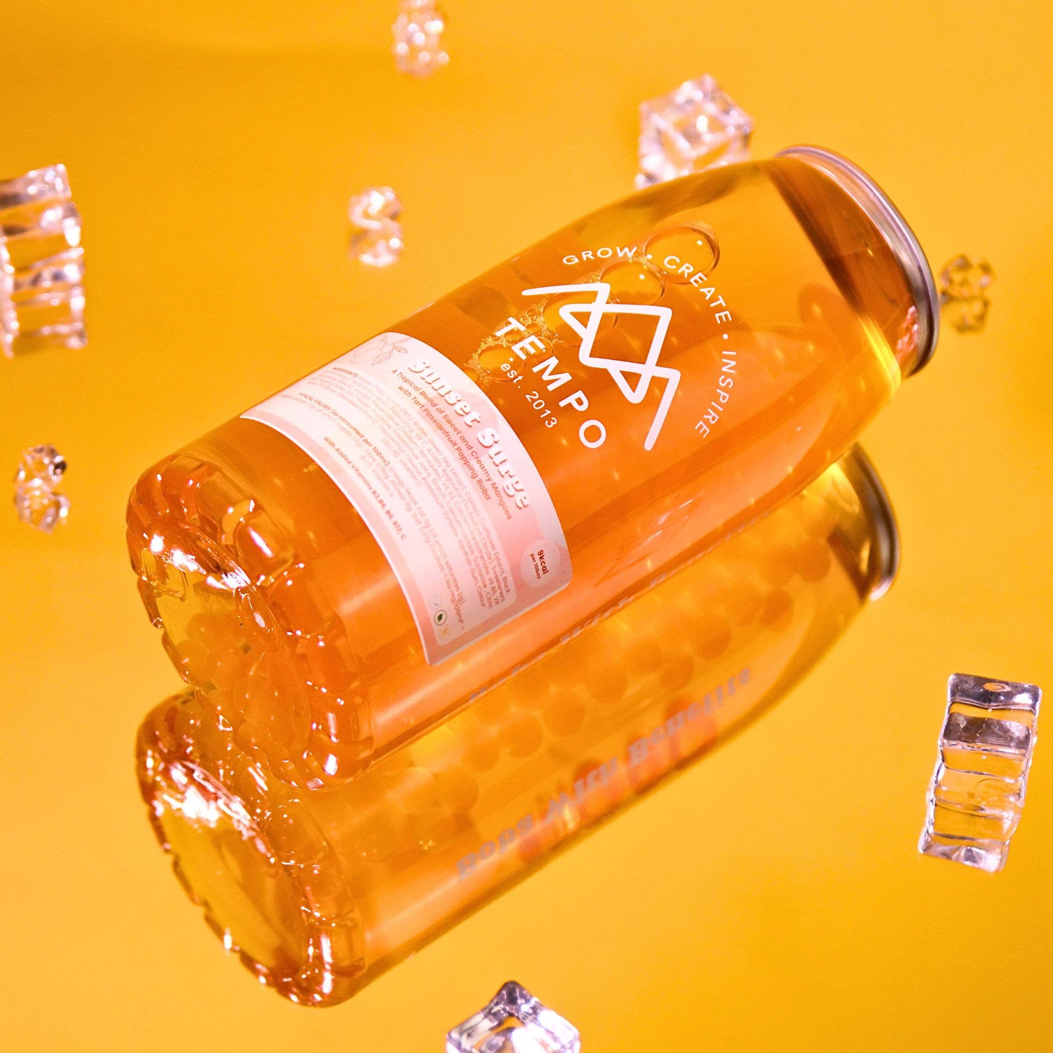 Tempo Tea Bar – wholesale Iced tea – Mango Bubble Tea With Passionfruit Popping Boba2