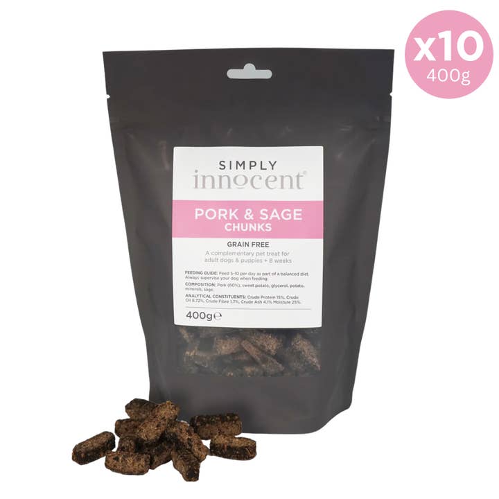 Simply Innocent - Pork & Sage Chunks 400g for wholesale by The Innocent Hound