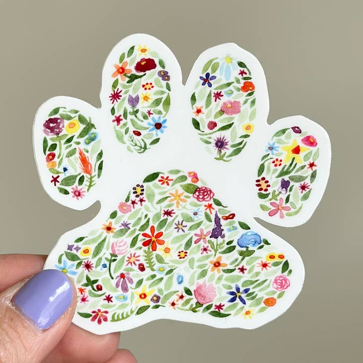 Paw Print Watercolor Sticker for wholesale by Carly Rae Studio