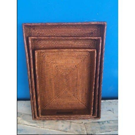 Paloma Black (Casa Natura Design, S.L.) - Wholesale Decorative Tray - Set Of 3 Rectangular Rattan Trays2