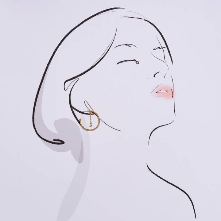 Designature New York - Wholesale Hoop earrings - 1.25 Inch Hoop Rhinestone Chain Post Earrings3