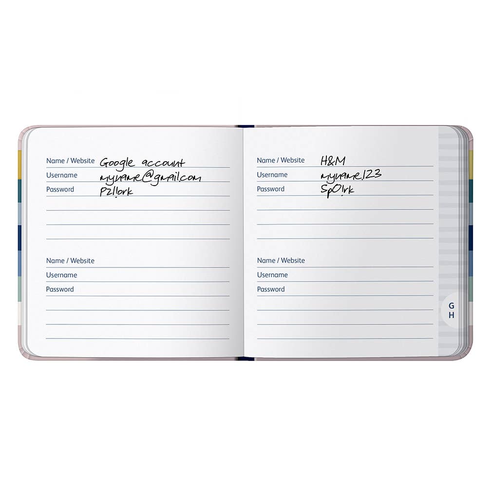 Busy B - Wholesale Journal/Diary - Password Book | Small Password Organiser | Stripe Design3
