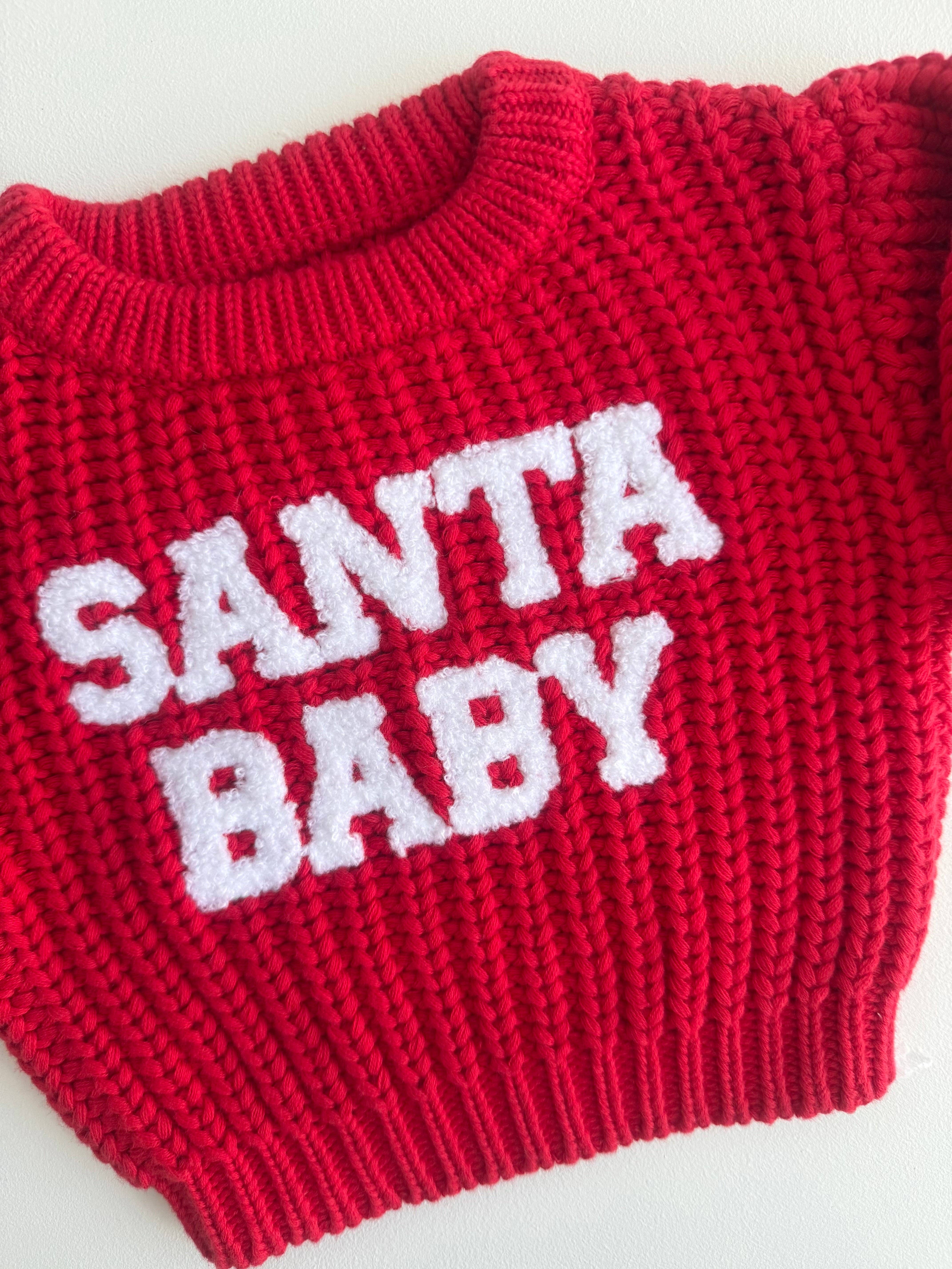 Petite + Co - Wholesale Knit Sweater - Baby - CHUNKY KNIT JUMPER | RED - SANTA BABY BOUCLE4