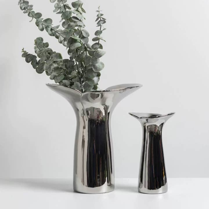 INSPECIAL HOME - Wholesale Vase - Handmade Modern Silver Bloom Vase, Ceramic Centrepiece3