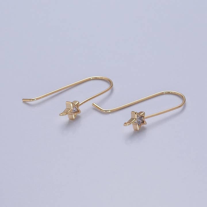 Aim Eternal - Wholesale Hoop Earrings - Gold Filled French Hook Earrings, Geometric Marquise Heart Baguette Oval Square Star Round CZ Cubic Zirconia Fish Hook Earrings with Open Link Loop for Earrings Making L-802~L-8085